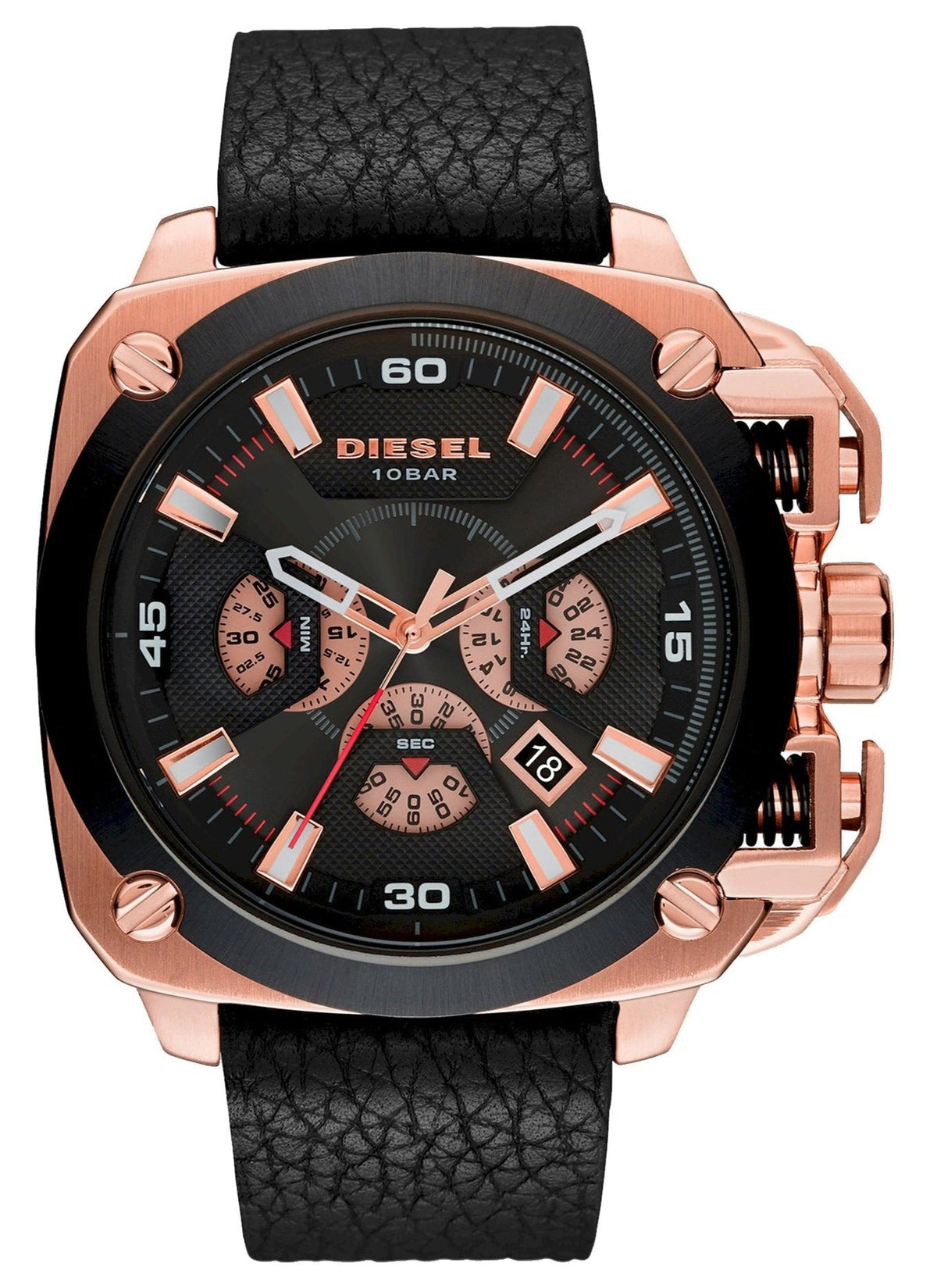 Diesel DZ7346 BAMF Chronograph Men's Watch - Black Dial & Black Leather Strap