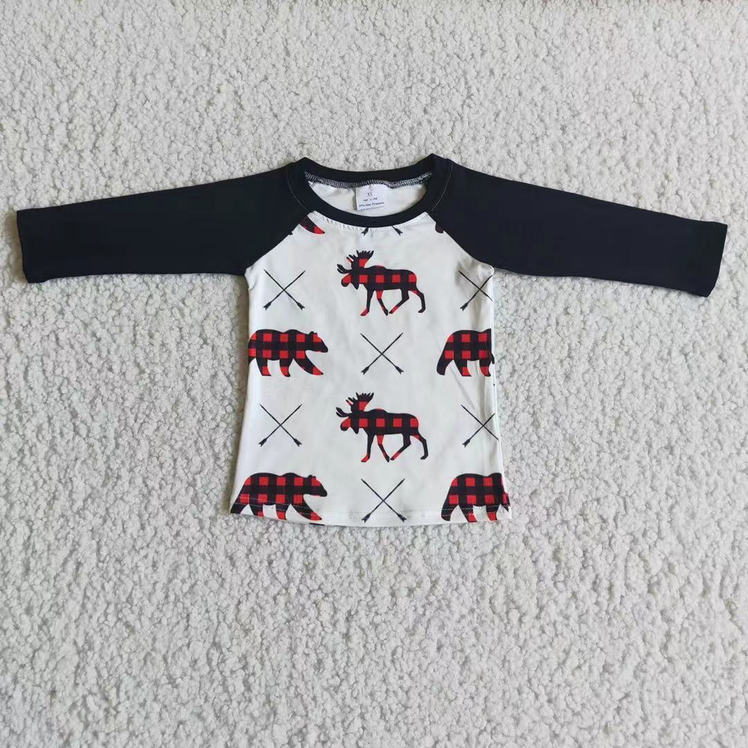6 B6-32 boy shirt bear black long sleeve top shirt-promotion 2025.11.1 $1.99