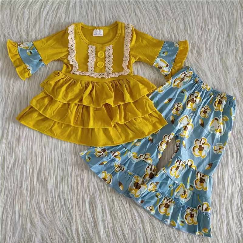 6 B12-36 girl yellow ruffles winter long sleeve set-promotion $1.99 deadline 2025.10.15