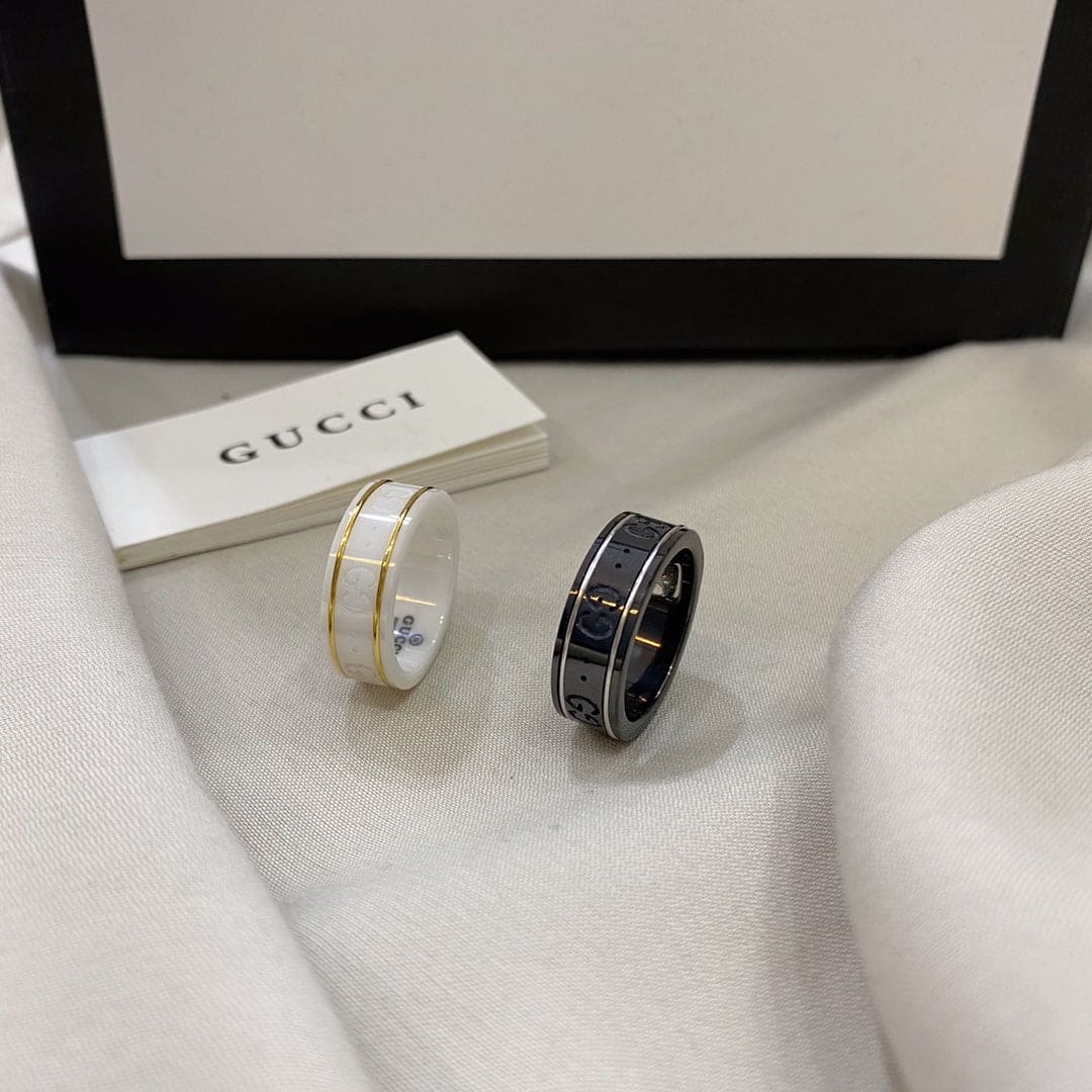 18K Double Gucci Icon White Zirconia Ring