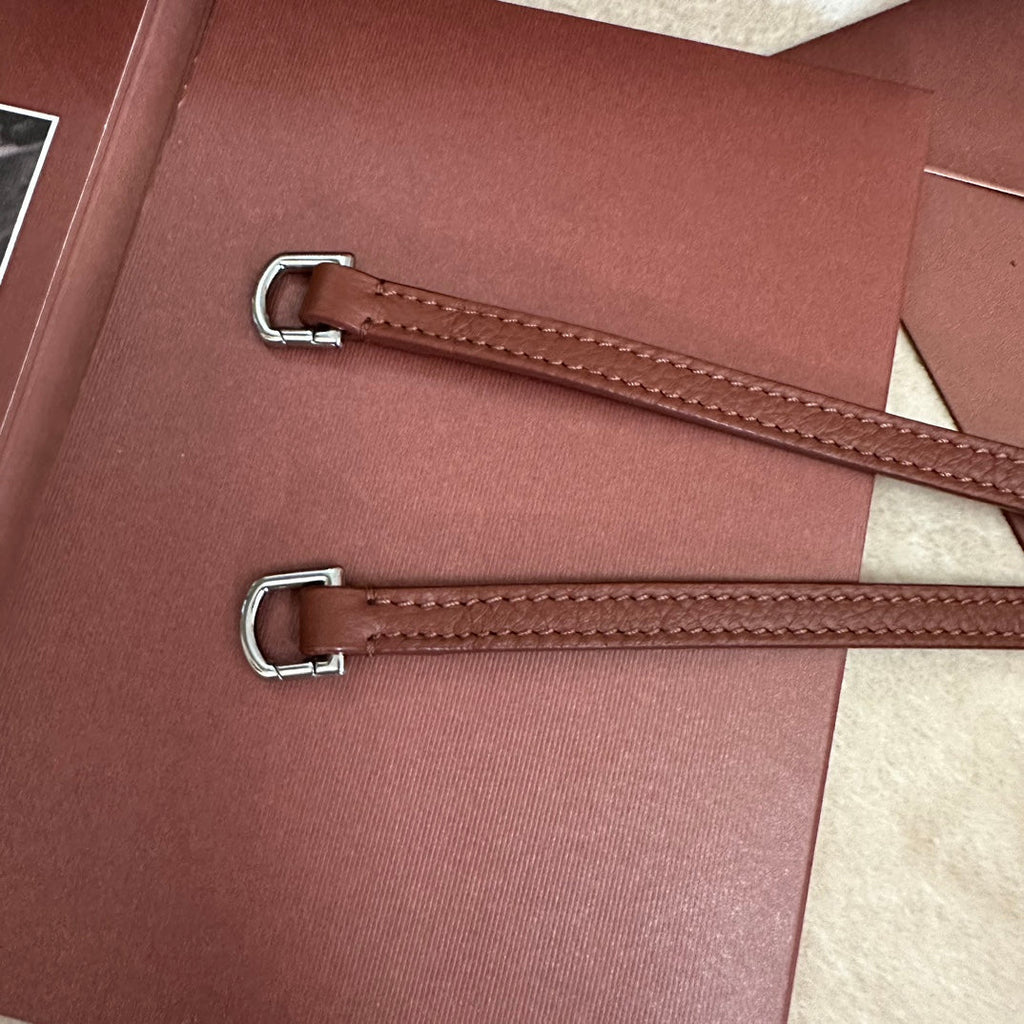 EXTRA POCKET BACKPACK L23.5 IN BRONZE BROWN CALFSKIN WITH SILVER HARDWARE