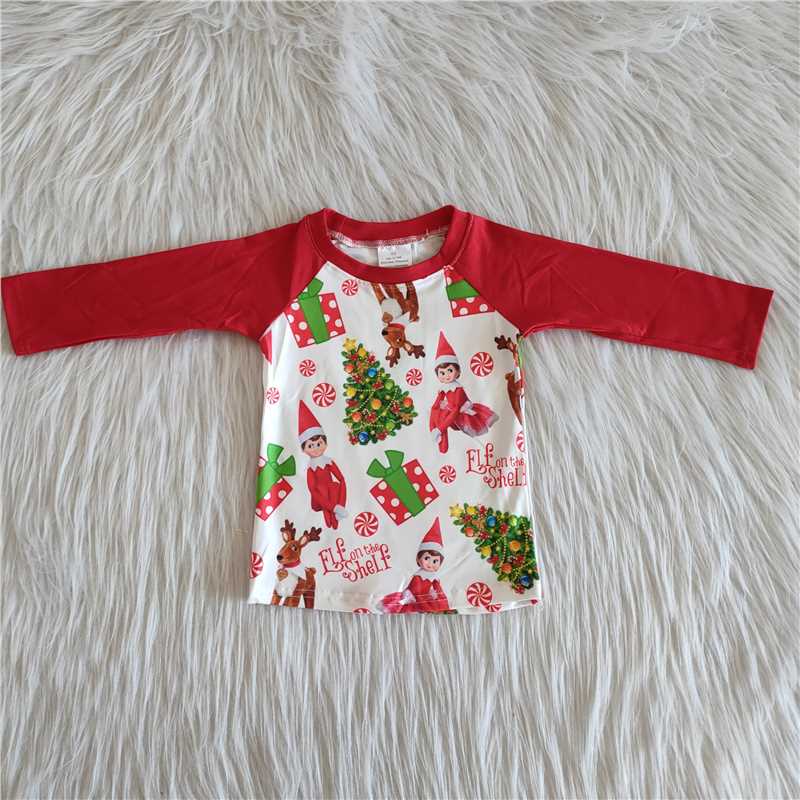 6 A12-21 Boy Christmas gift red long sleeve top tshirt-promotion 2025.11.1 $1.99
