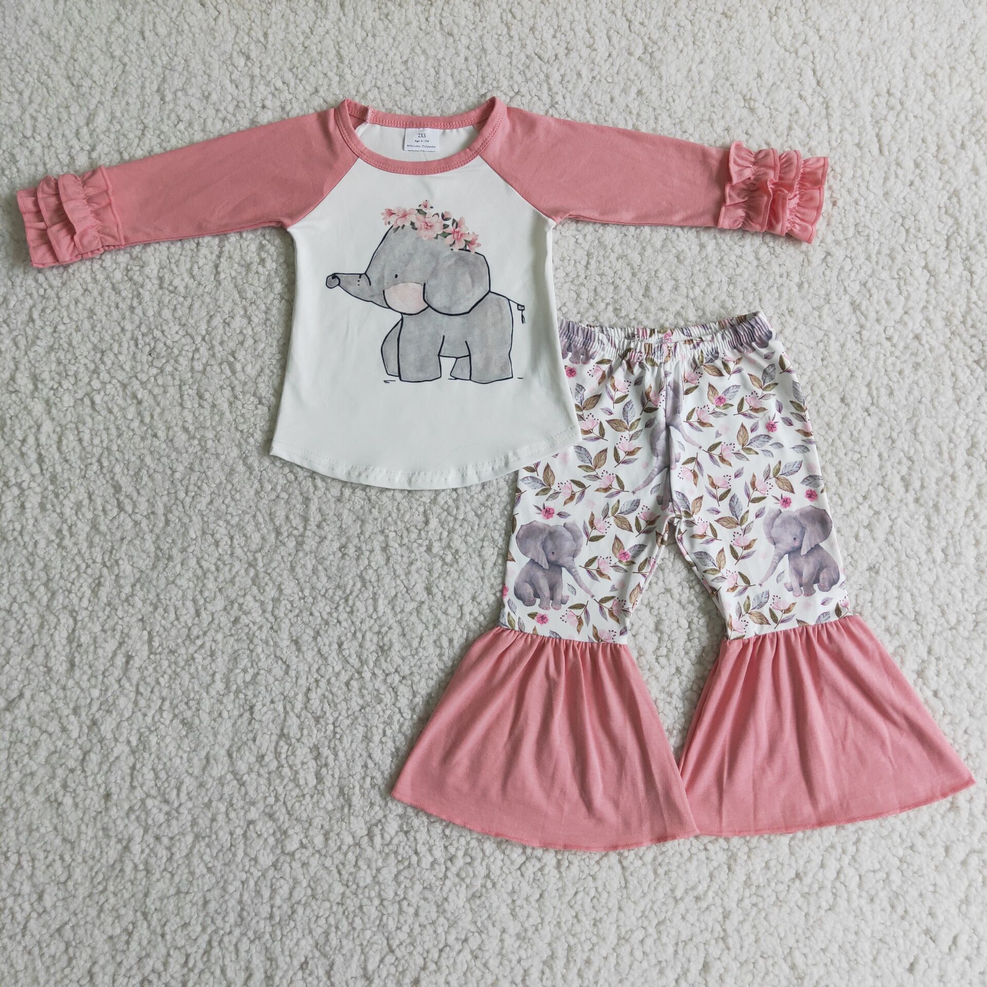 6 A28-18 girl pink elephant winter long sleeve set-promotion $1.99 deadline 2025.10.15