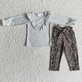 6 A25-19 girl grey leopard winter long sleeve set--promotion $1.99 deadline 2025.10.15