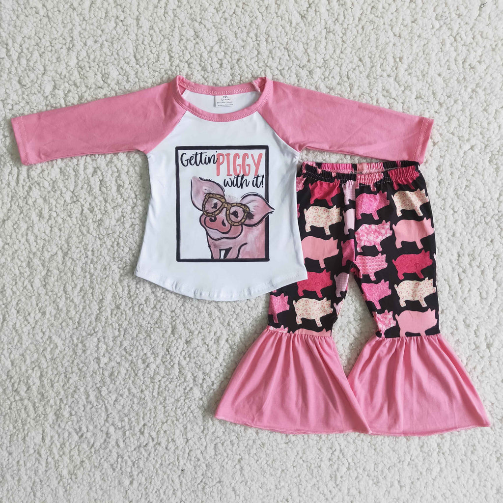 6 A10-17 baby girl clothes pink pig girls boutique outfits-promotion $1.99 deadline 2025.10.15