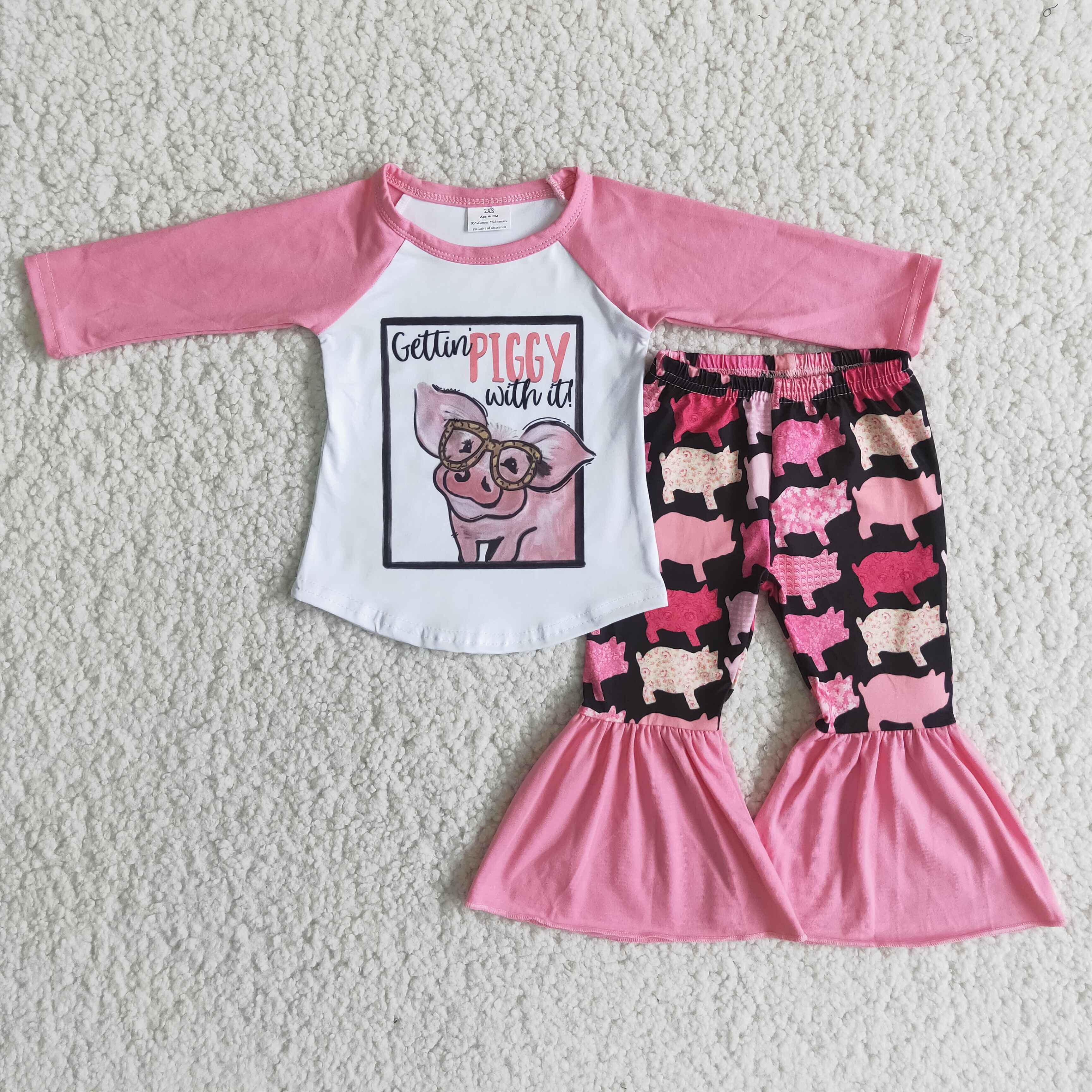 6 A10-17 baby girl clothes pink pig girls boutique outfits-promotion $1.99 deadline 2025.10.15