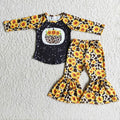 6 A10-19 girls sunflower black pumpkin halloween outfit-promotion $1.99 deadline 2025.10.15