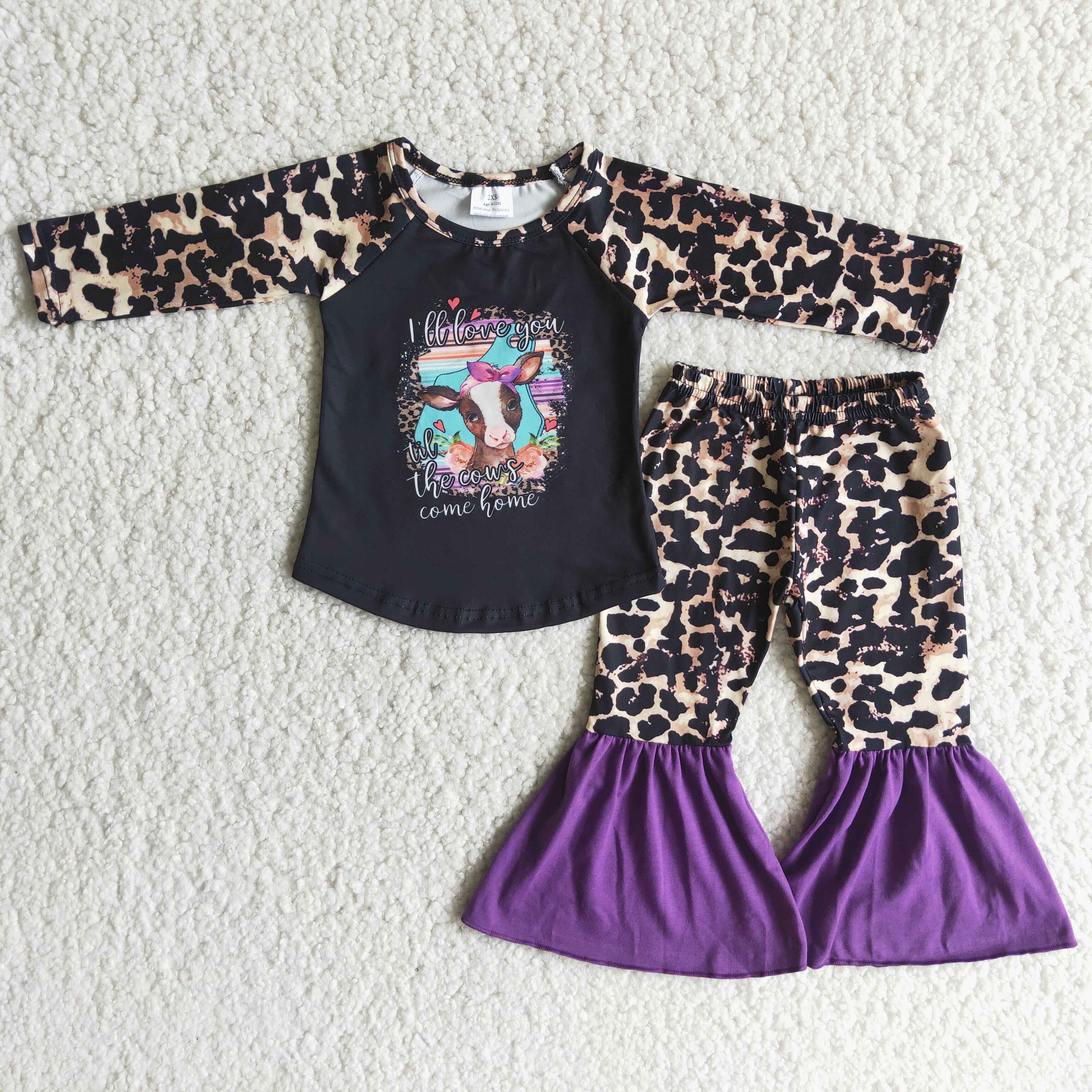 6 A1-14 toddler girl clothes purple cow leopard girl winter outfit-promotion $1.99 deadline 2025.10.15