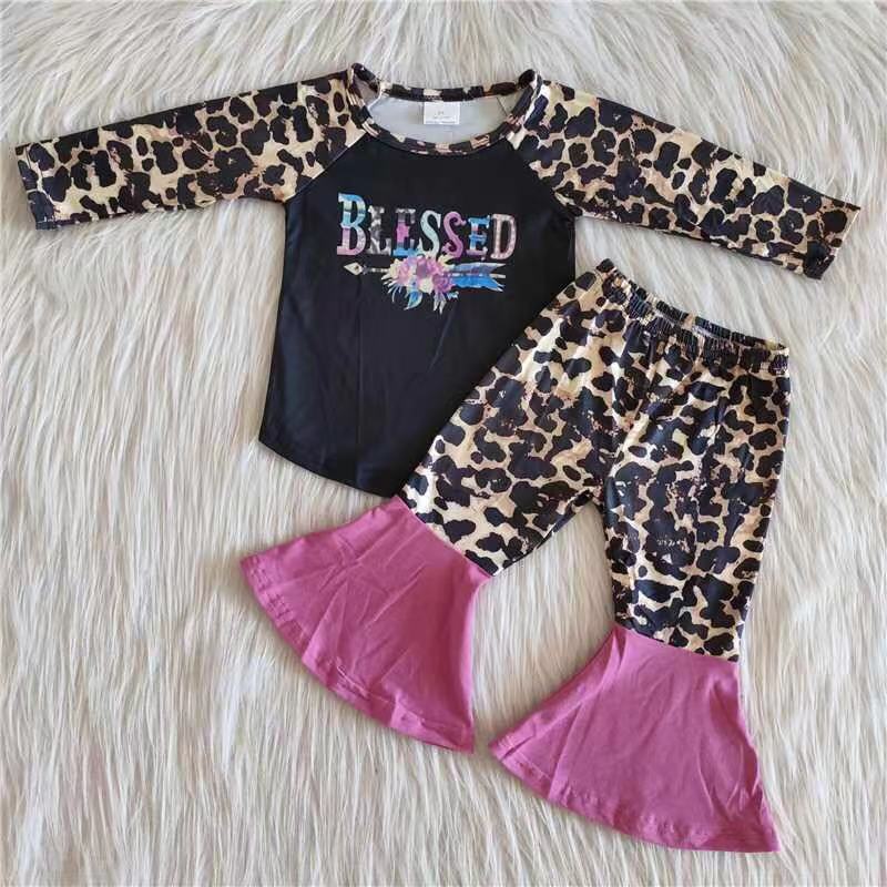 6 A14-12 RTS girl blessed leopard long sleeve girl winter outfit-promotion $1.99 deadline 2025.10.15