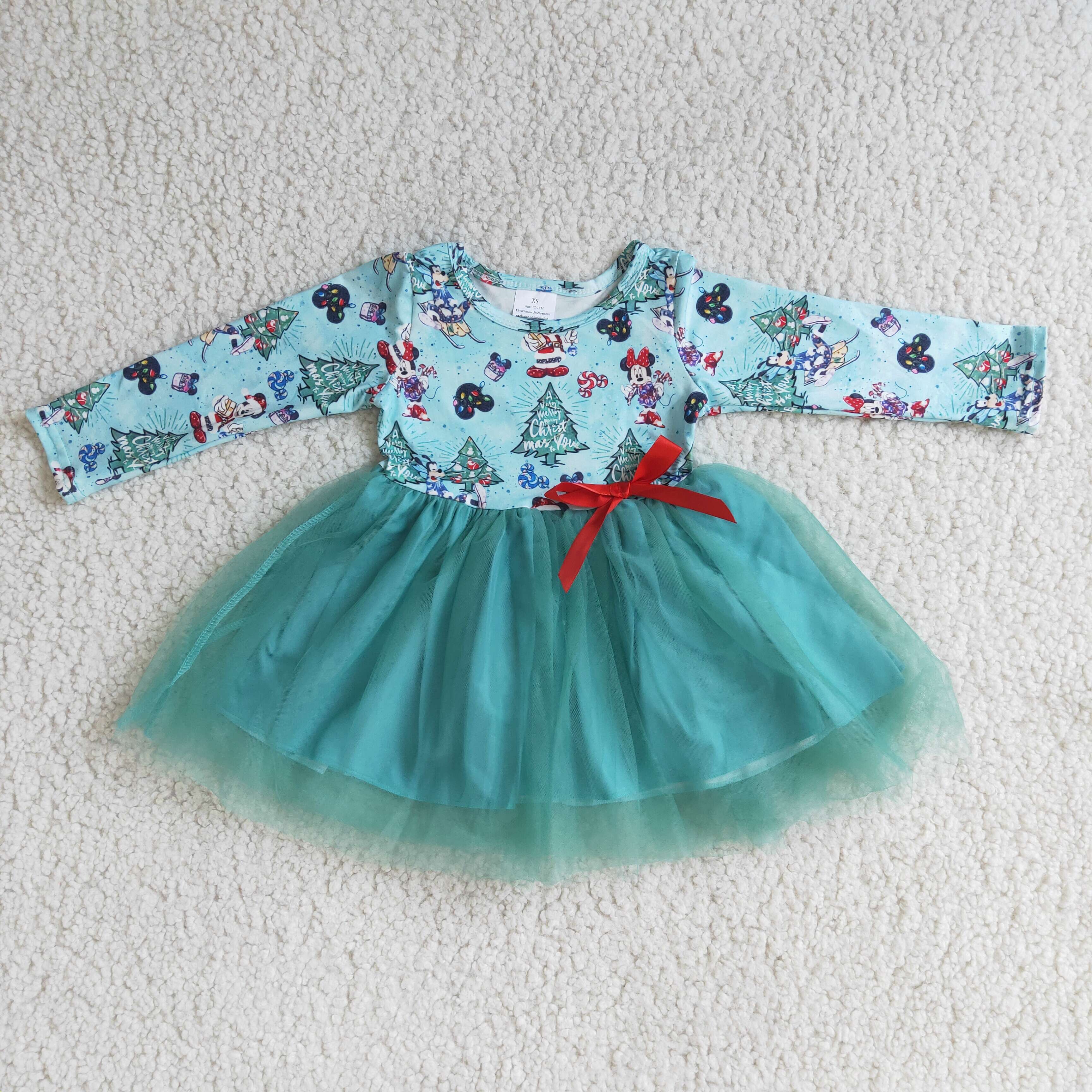 6 A15-1 baby girl clothes deer green  tulle winter christmas dress-promotion $1.99 deadline 2025.10.15