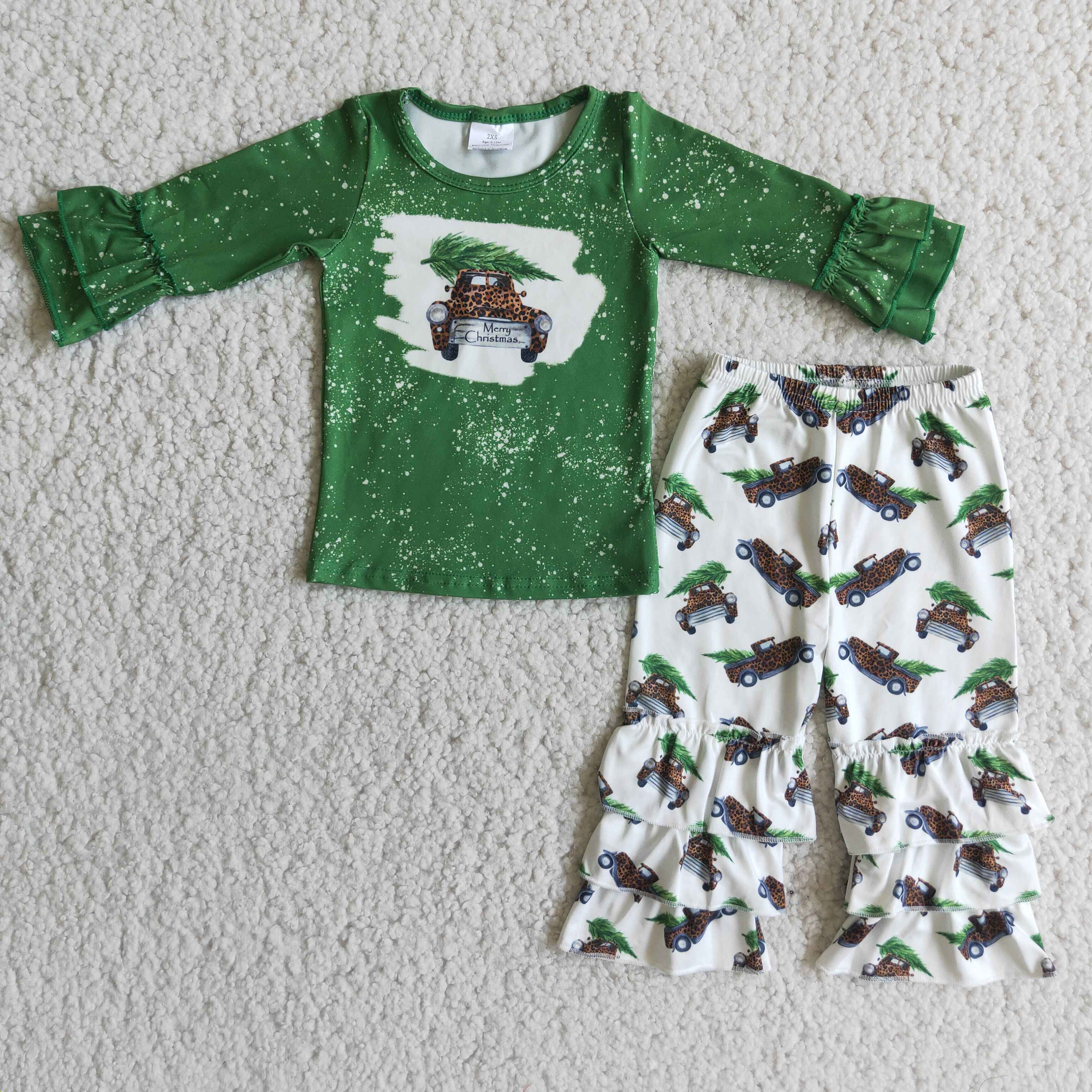 6 A20-18 baby girl clothes green christmas tree girl christmas outfit-promotion $1.99 deadline 2025.10.15
