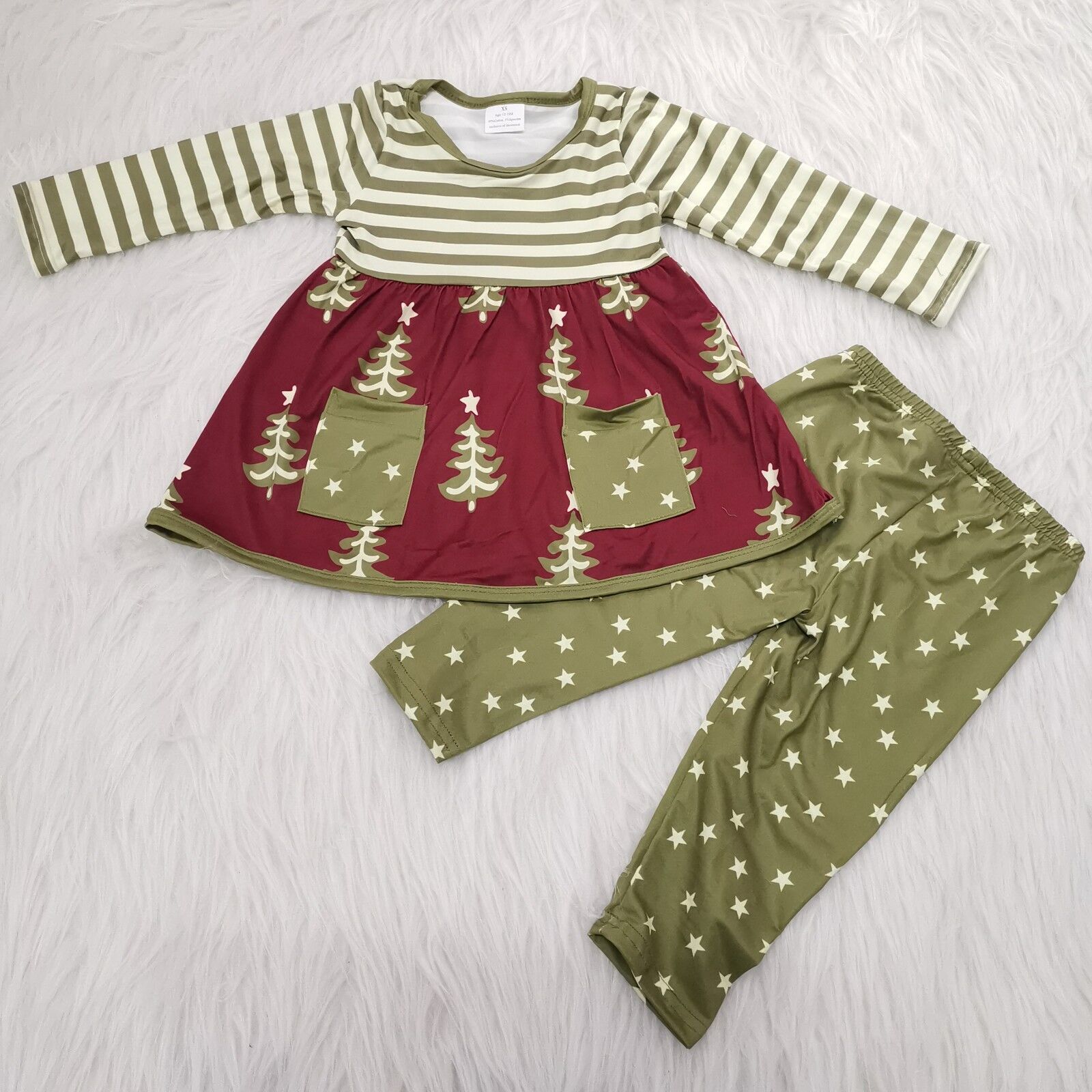 6 A23-2 baby girl clothes green christmas tree girl christmas outfit-promotion $1.99 deadline 2025.10.15