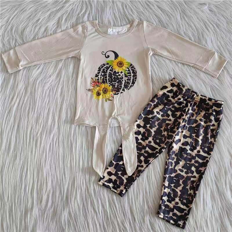 6 A23-29 girl halloween leopard flower pumpkin outfit promotion $1.99 deadline 2025.10.15
