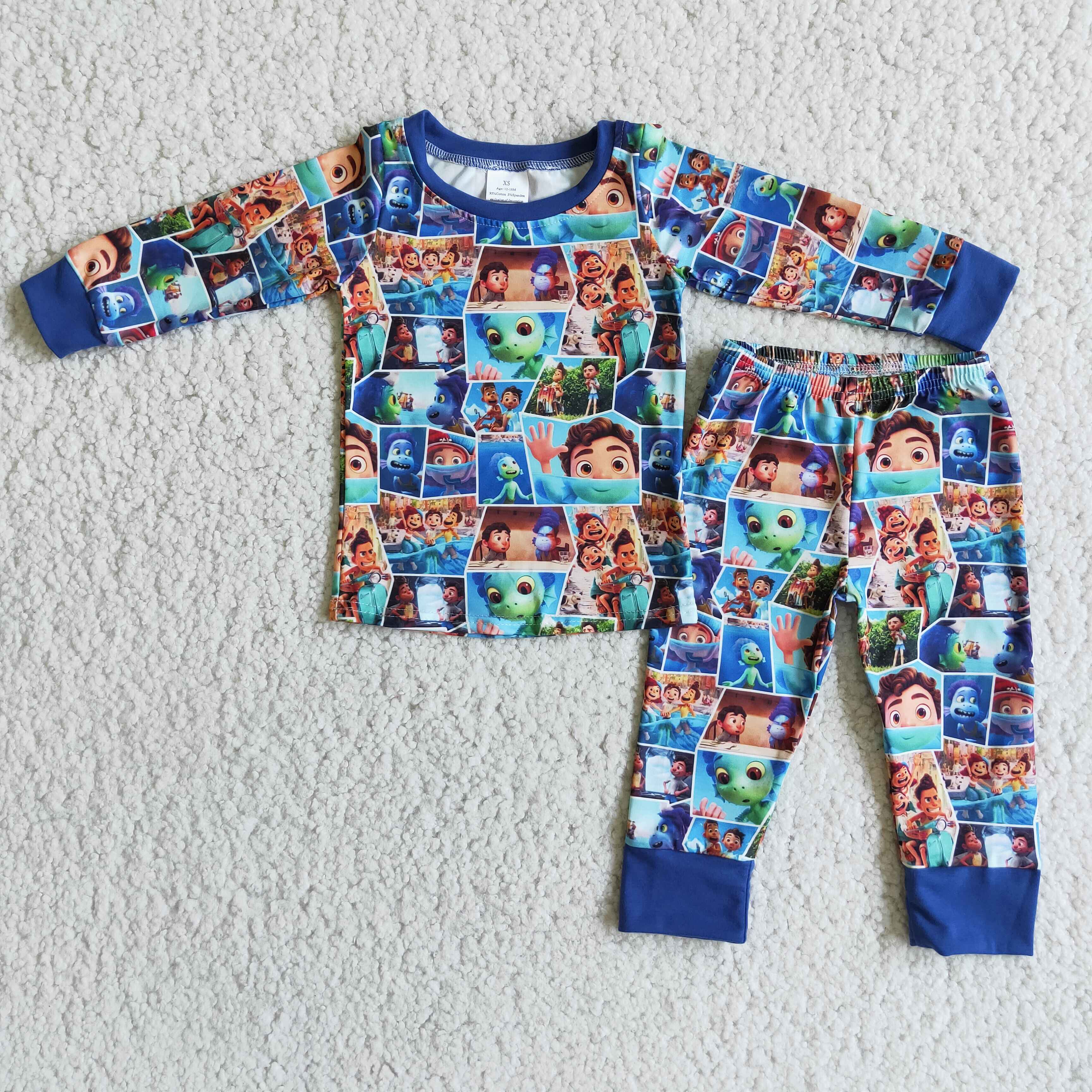 6 B10-40 boy blue winter cartoon long sleeve pajamas set-promotion $1.99 deadline 2025.10.15