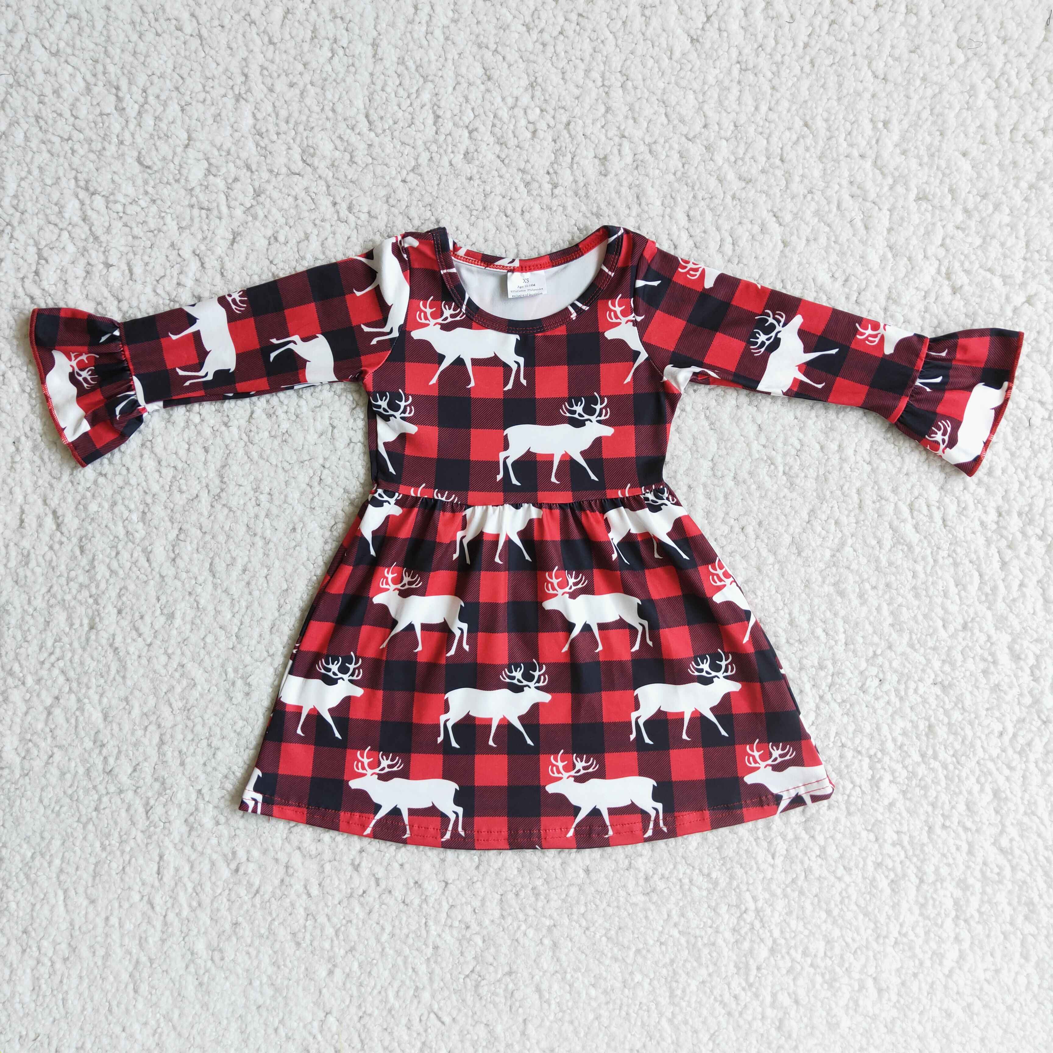 6 B2-21 toddler girl clothes deer plaid girl christmas dress promotion $1.99 deadline 2025.10.15