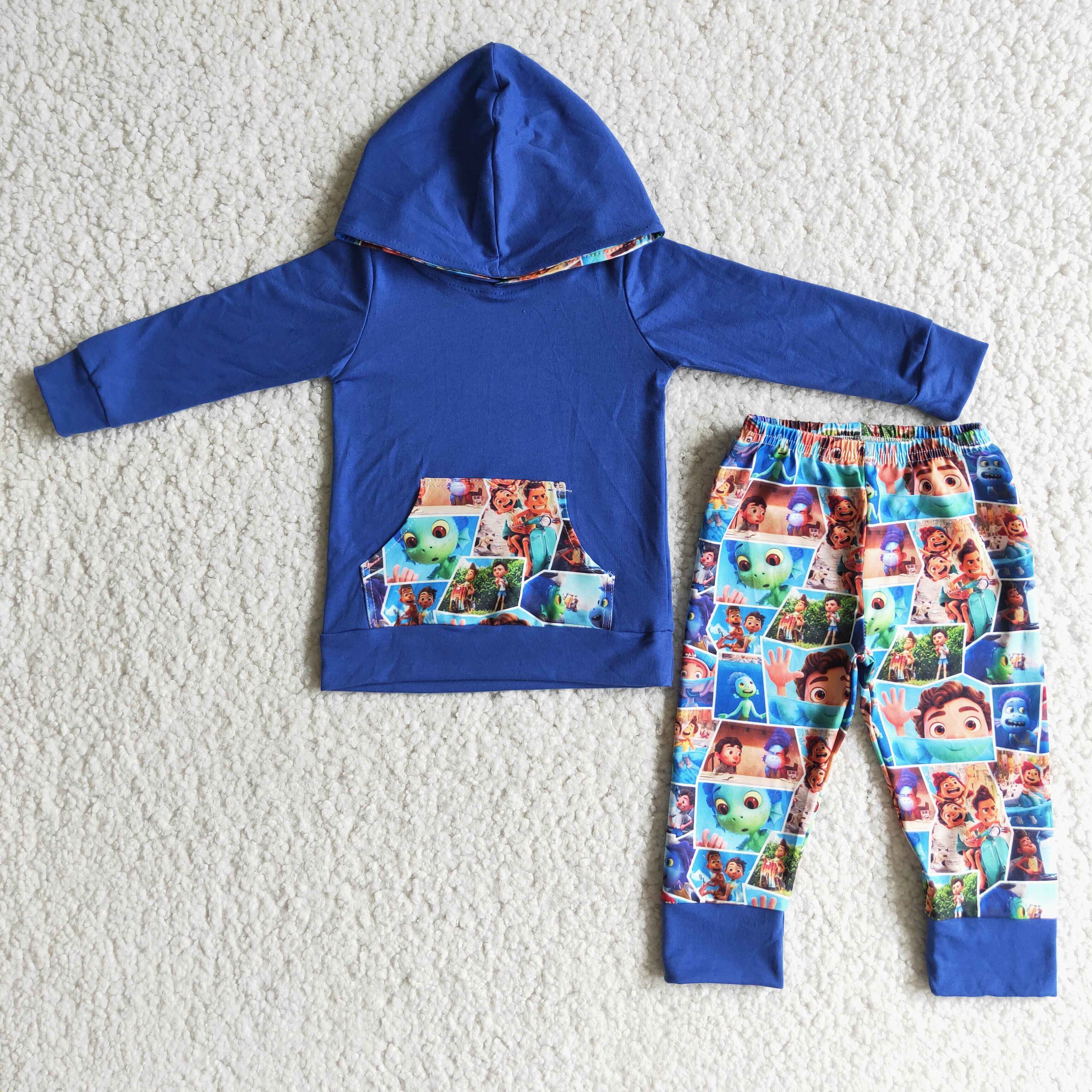 6 C7-21 baby boy clothes blue cartoon winter hoodies set-promotion $1.99 deadline 2025.10.15