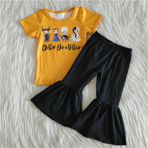 A1-15 toddler girl clothes bell bottom outfit yellow bells set-promotion $1.99 deadline 2025.10.15