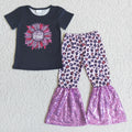 C4-21 girls flower leopard sequin fall spring short sleeve set-promotion $1.99 deadline 2025.10.15