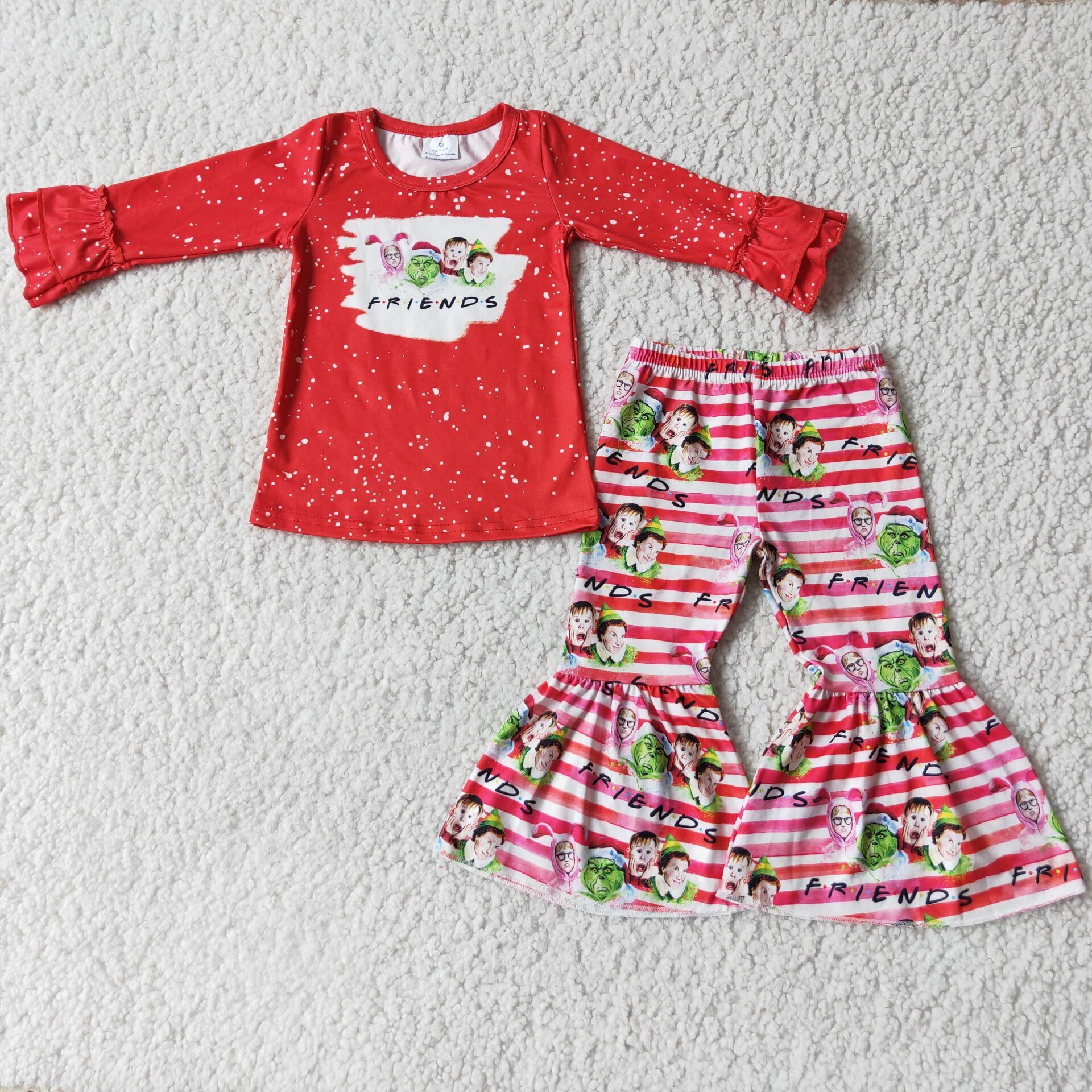 6 C6-17 baby girl clothes red cartoon friends christmas outfits - promotion $1.99 deadline 2025.10.15