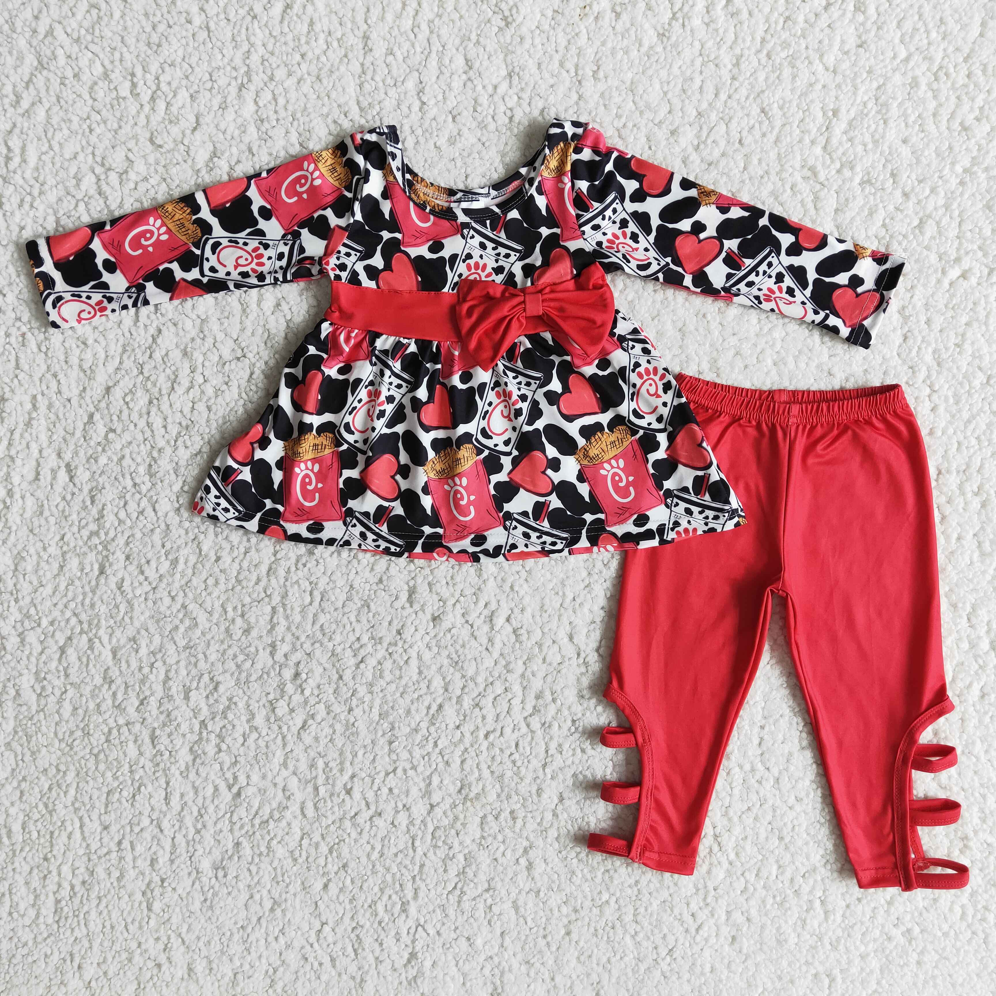 6 A25-30 girl red heart valentines day long sleeve set-promotion $1.99 deadline 2025.10.15