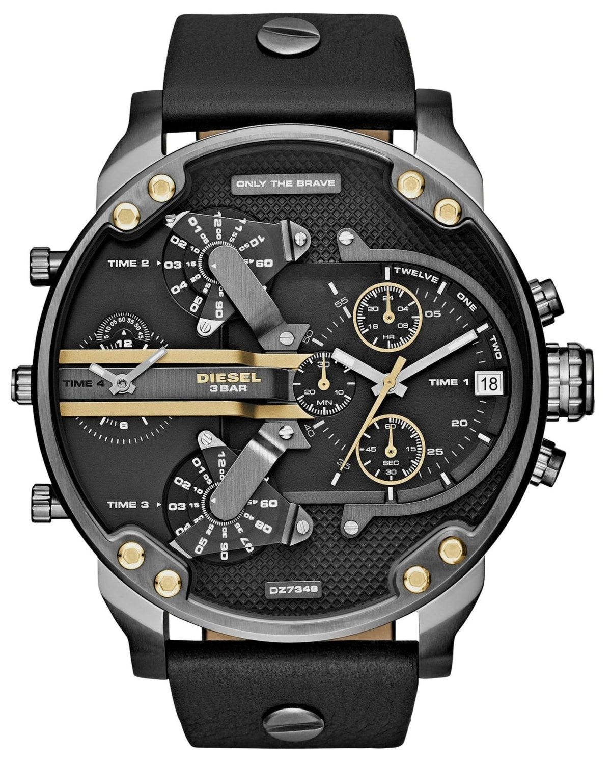 Diesel DZ7348 Mr. Daddy 2.0 Chronograph Men's Watch - Black Dial & Black Leather Strap