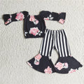 6 A29-2 kids clothes girls black floral stripe pants winter outfits-promotion $1.99 deadline 2025.10.15