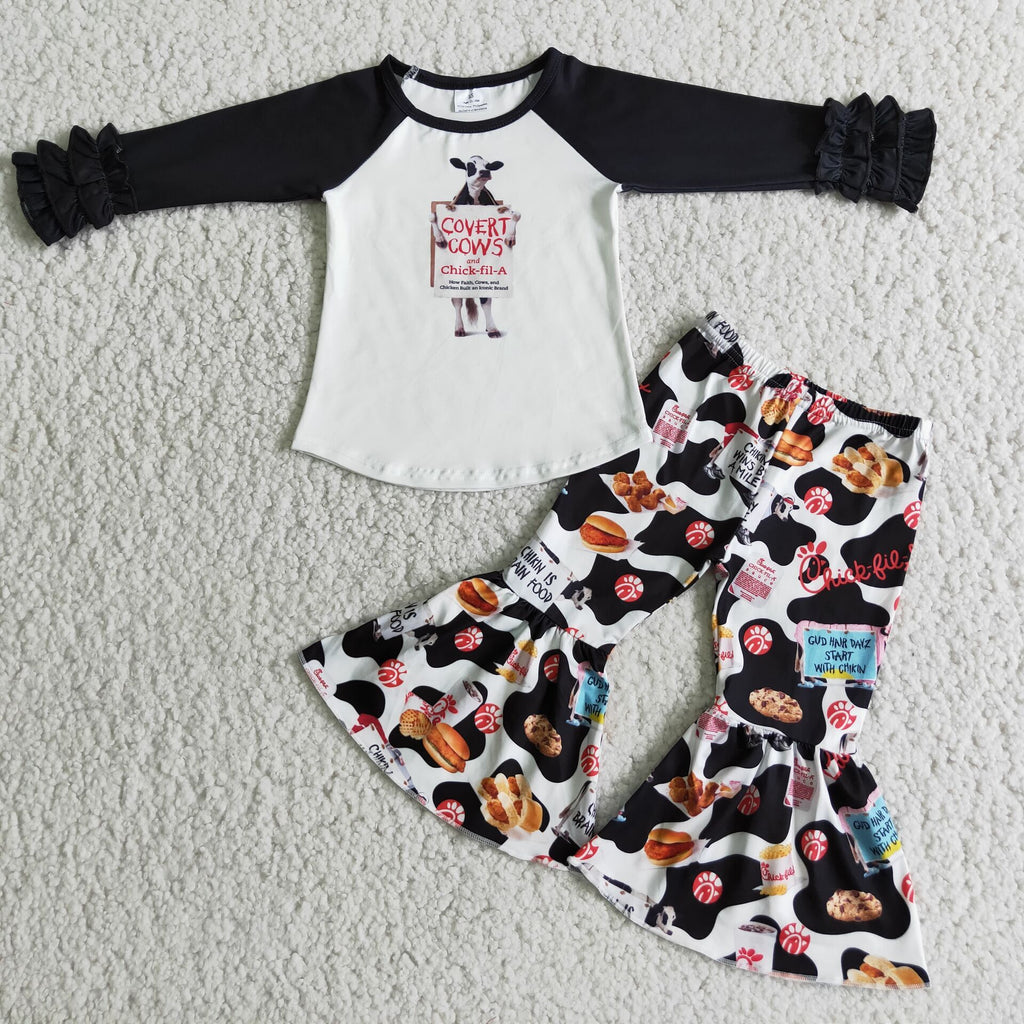 6 A17-27 toddler girl clothes black cow winter outfit-promotion $1.99 deadline 2025.10.15