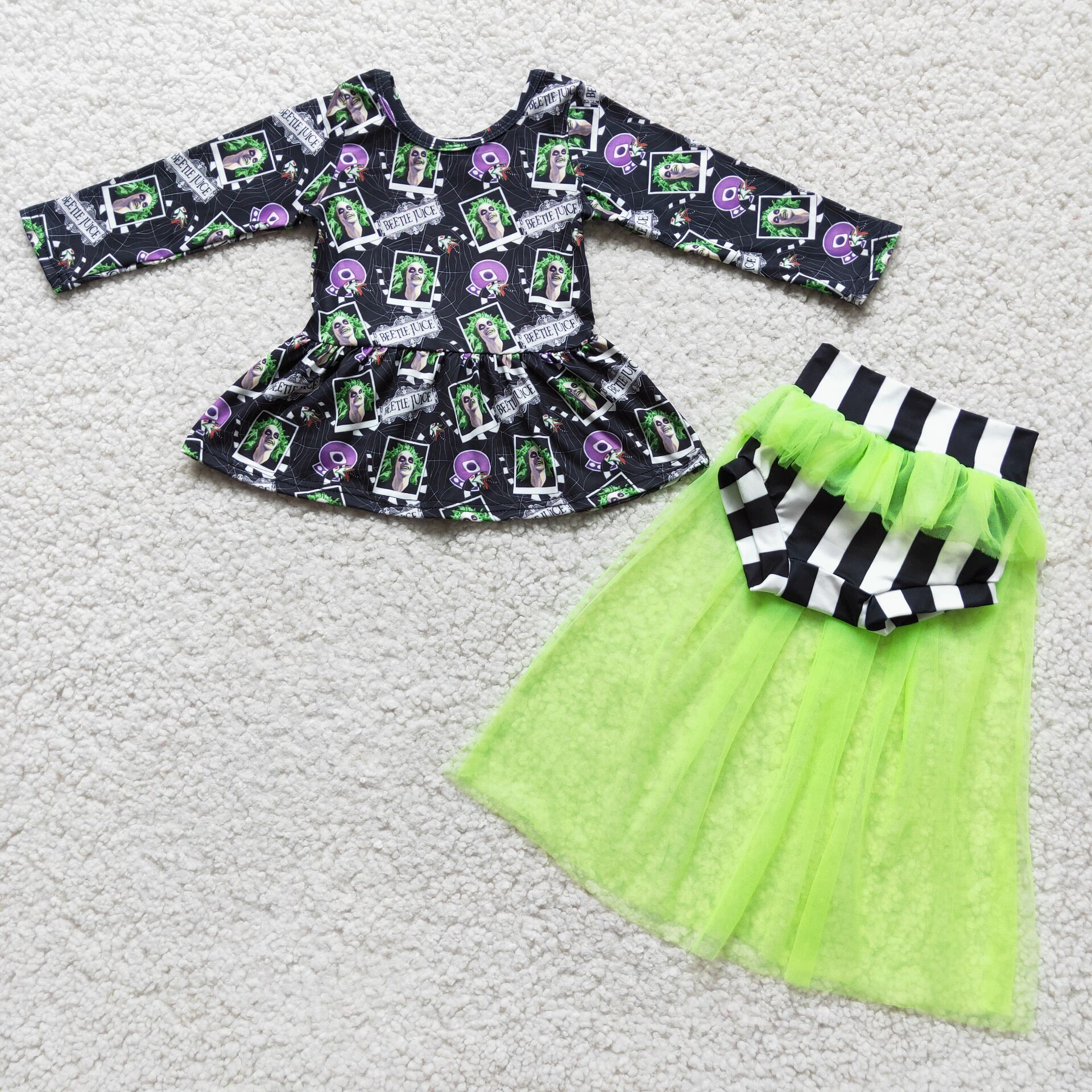 6 A8-27 girls halloween green tulle skirt outfit-promotion $1.99 deadline 2025.10.15