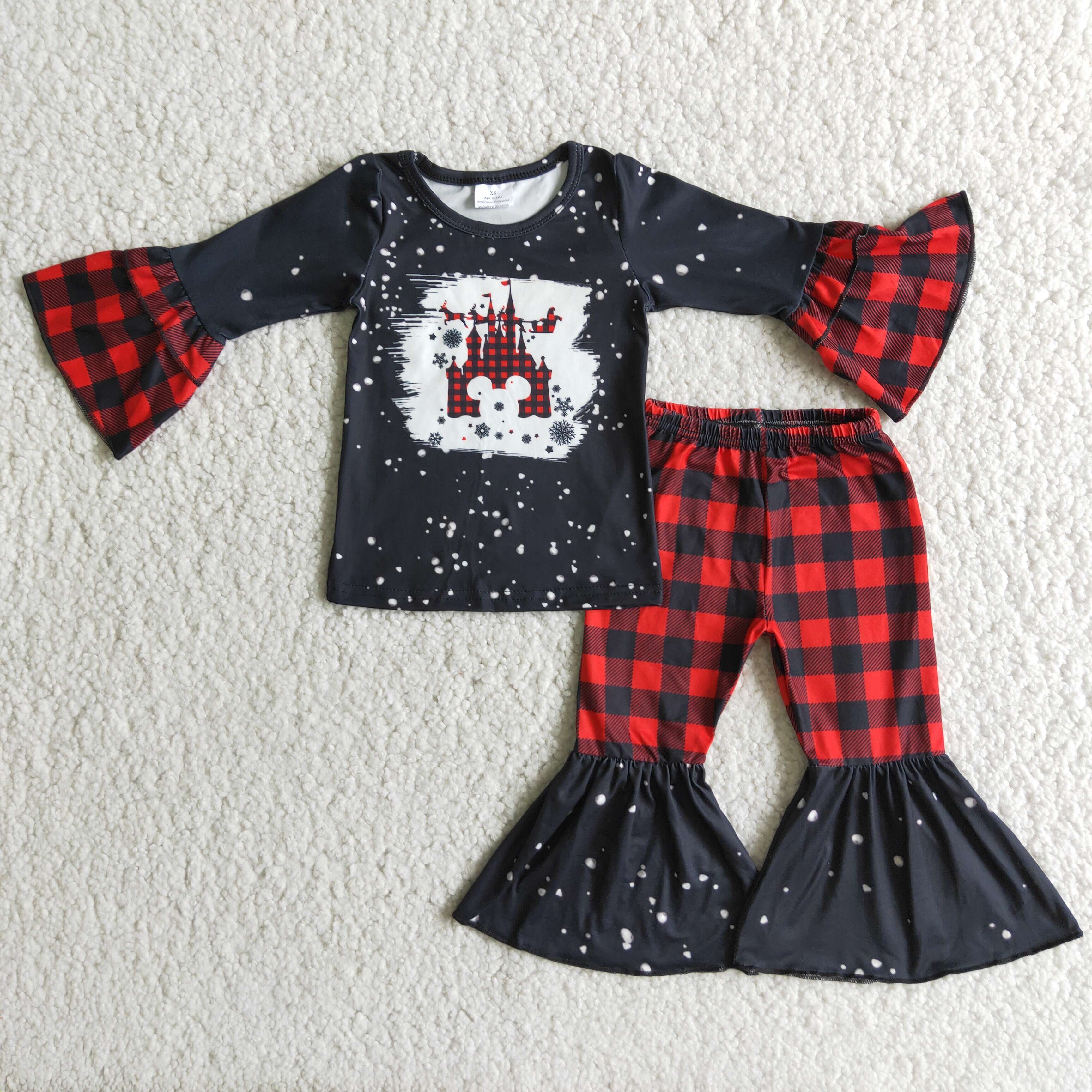 6 A16-19 baby girl clothes black plaid winter outfits-promotion $1.99 deadline 2025.10.15
