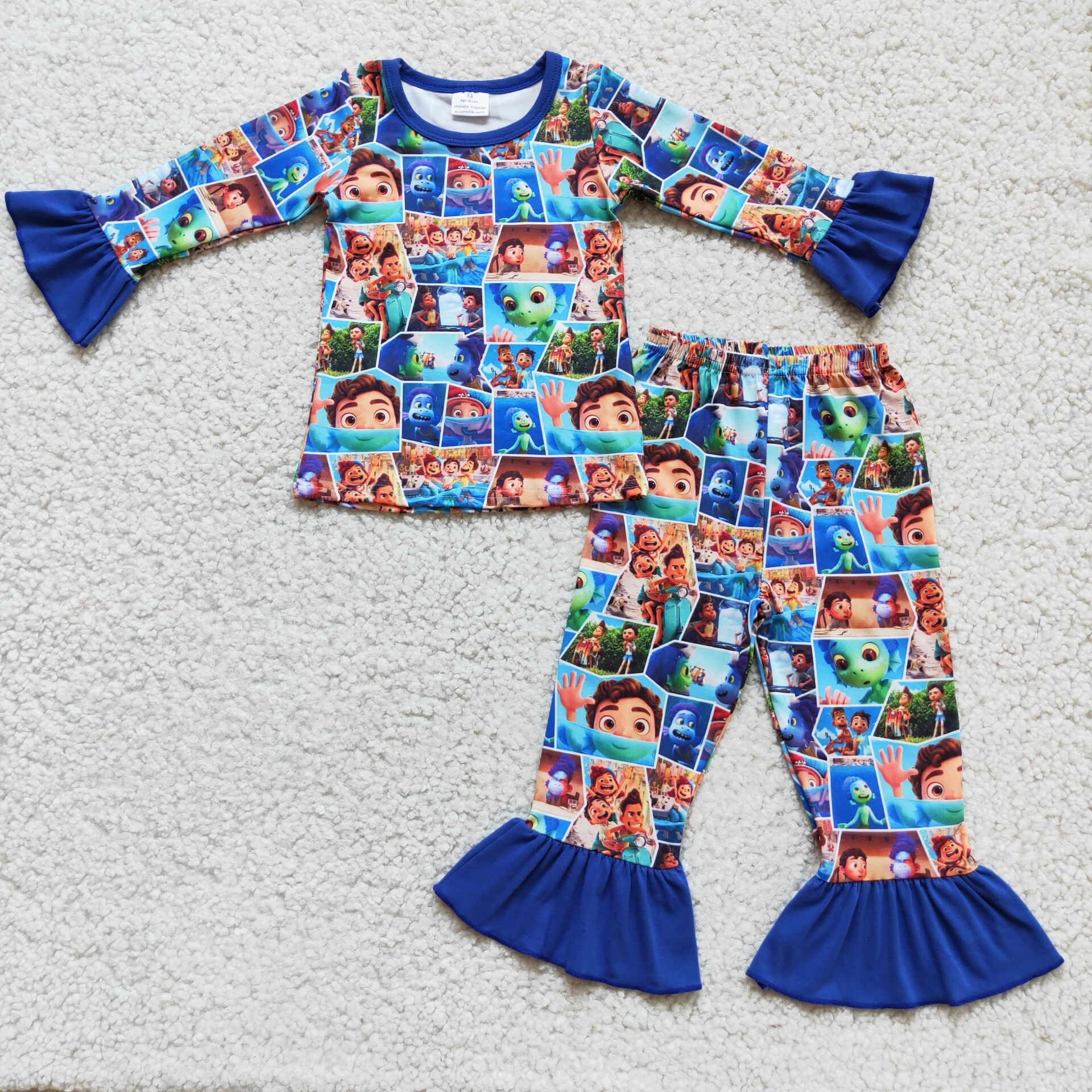 6 A17-19 girl blue cartoon winter long sleeve set pajamas-promotion $1.99 deadline 2025.10.15