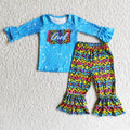 6 A13-19 girl blue colorful leopard winter long sleeve set-promotion $1.99 deadline 2025.10.15