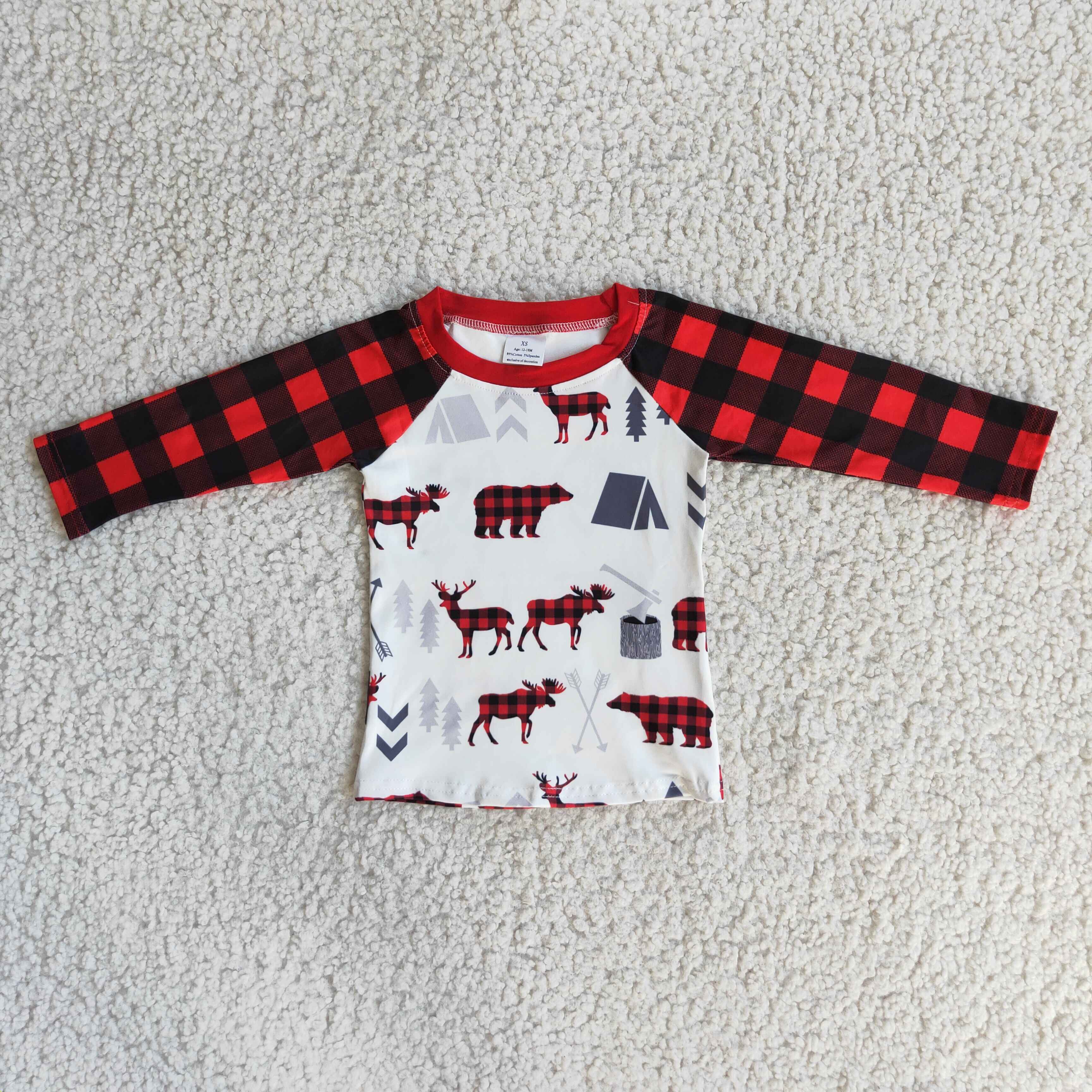 6 A33-1 boy christmas deer plaid long sleeve shirt-promotion 2025.10.18 $1.99