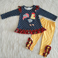 6 A28-16 RTS girl winter navy rooster farm winter long sleeve set-promotion $1.99 deadline 2025.10.15