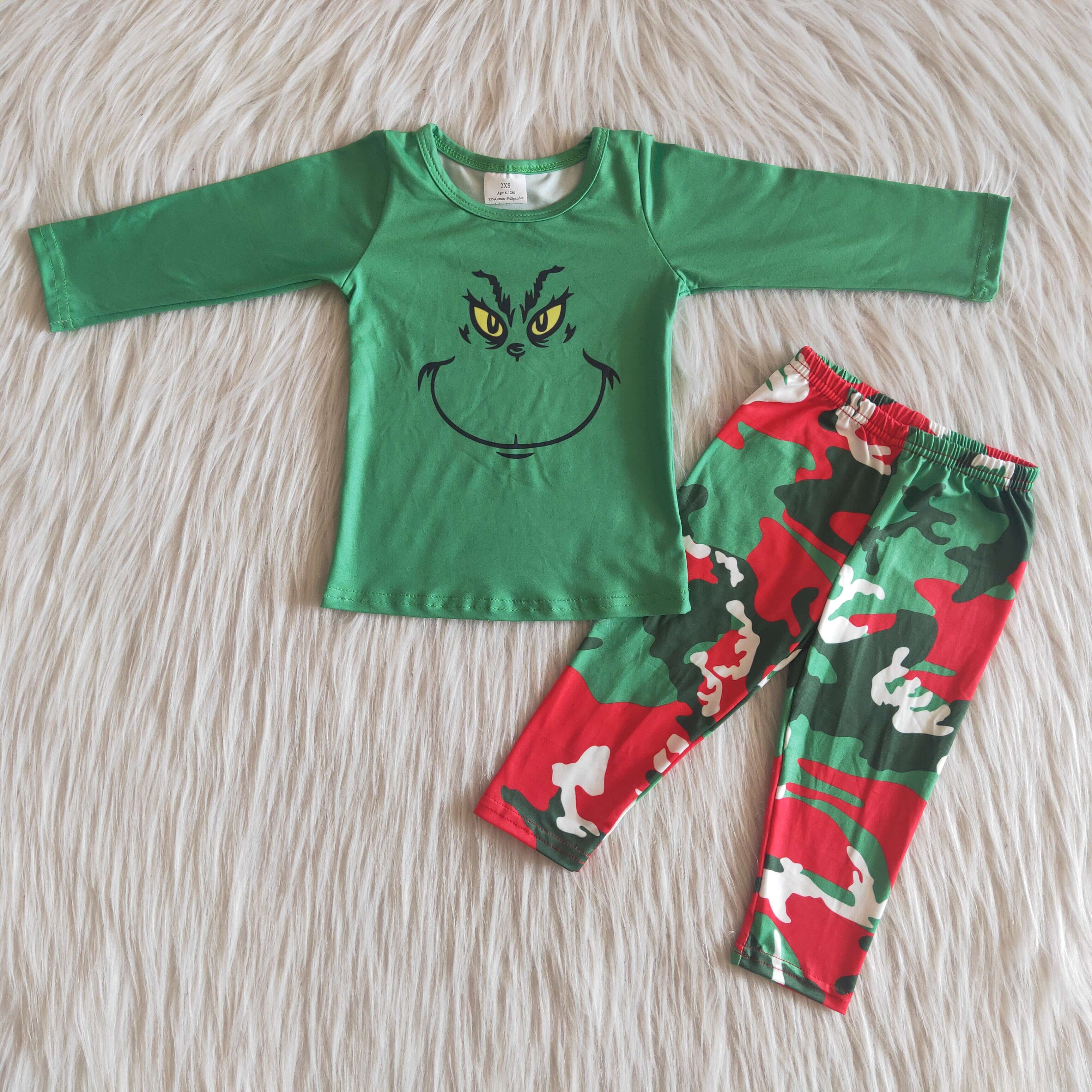 6 A24-16 boy winter christmas green long sleeve set - promotion $1.99 deadline 2025.10.15