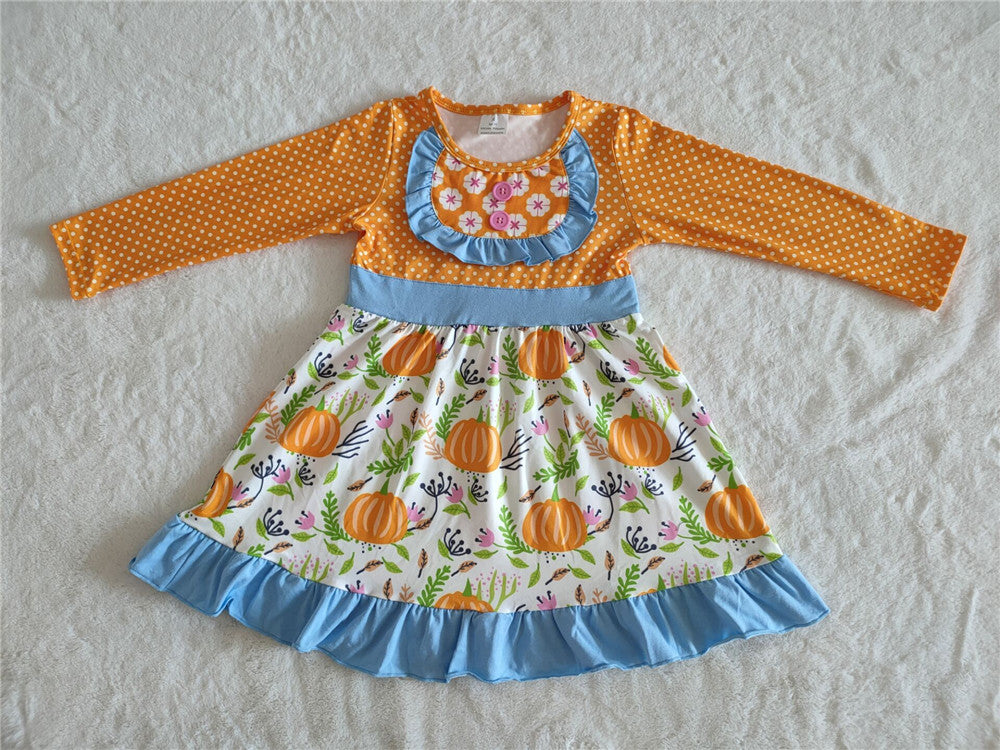 6 A12-30 kids clothes girls girl halloween orange pumpkin dress-promotion $1.99 deadline 2025.10.15