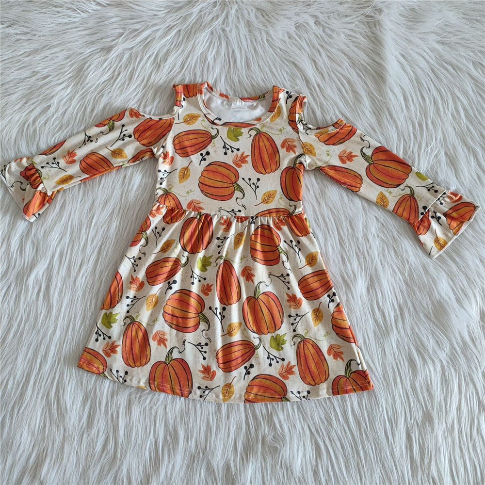 6 A12-2 girl halloween orange pumpkin long cold sleeve dress-promotion $1.99 deadline 2025.10.15