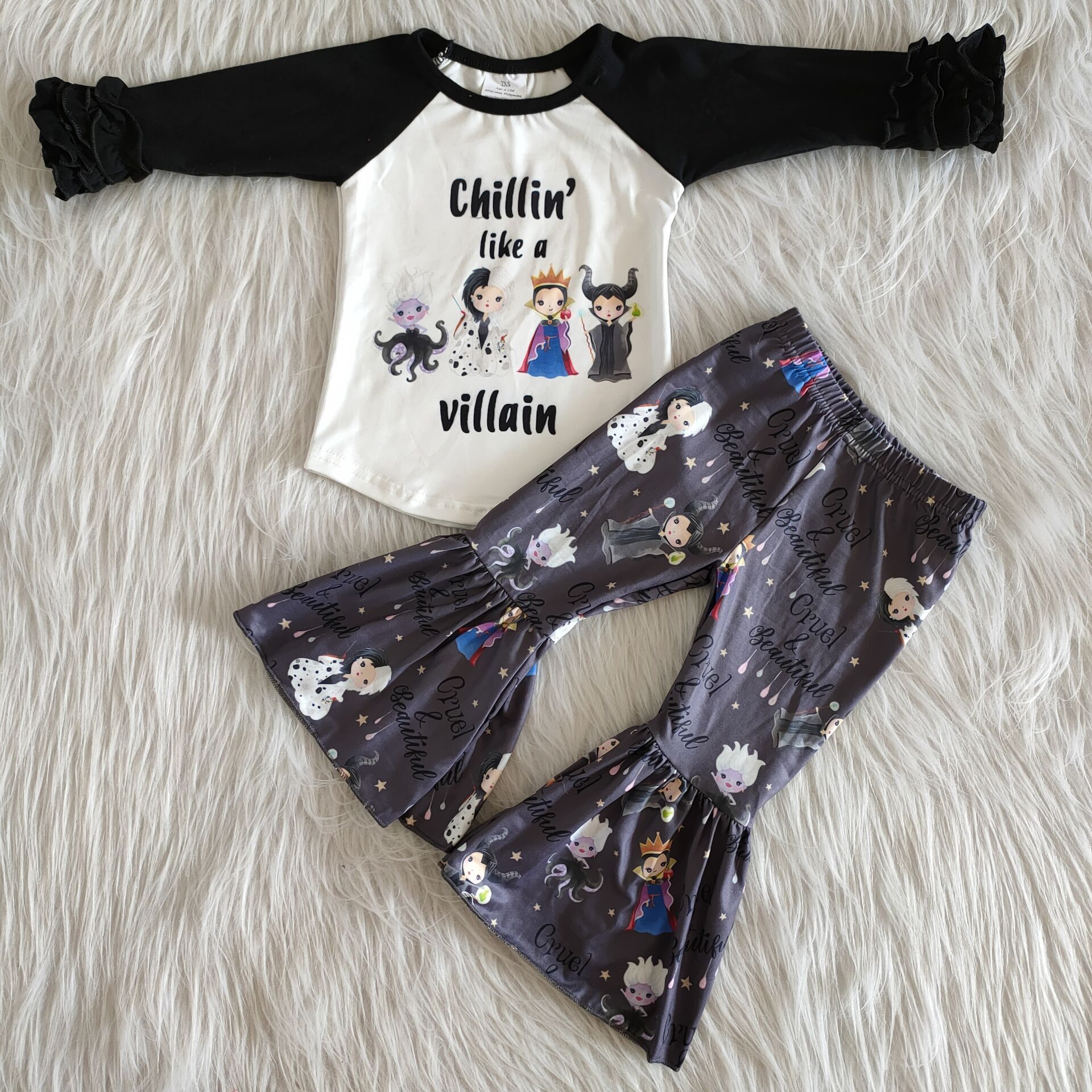 6 A28-27 RTS baby girl clothes black disney winter long sleeve outfit cartoon girl halloween clothes promotion $1.99 deadline 2025.10.15