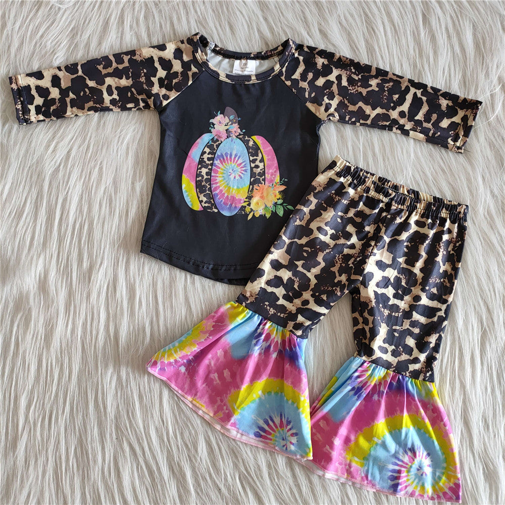 6 A27-17 girl halloween colorful pumpkin leopard black outfit-promotion $1.99 deadline 2025.10.15