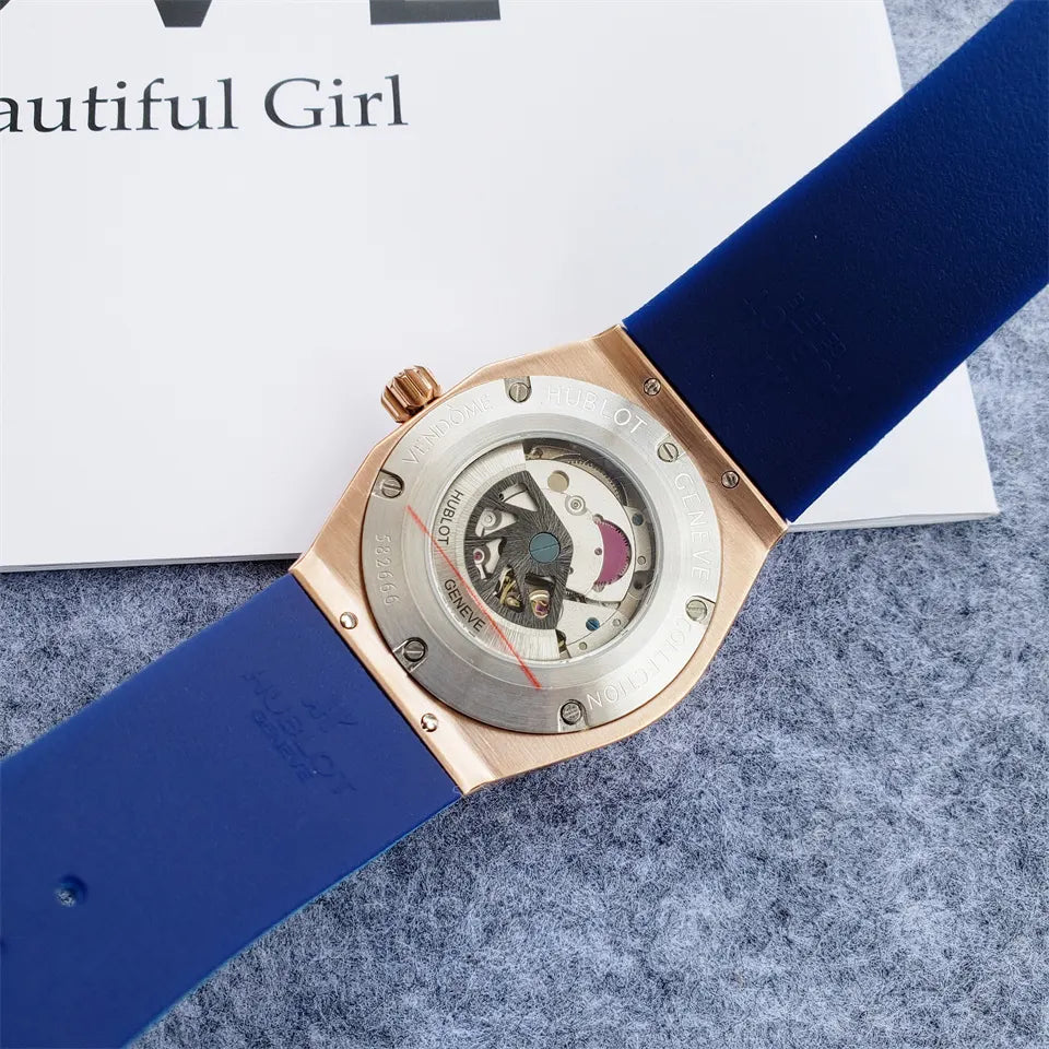 classic Hublot Rose Gold Blue - Hình 3