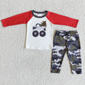 6 A14-2 boy red truck camouflage winter long sleeve set-promotion $1.99 deadline 2025.10.15