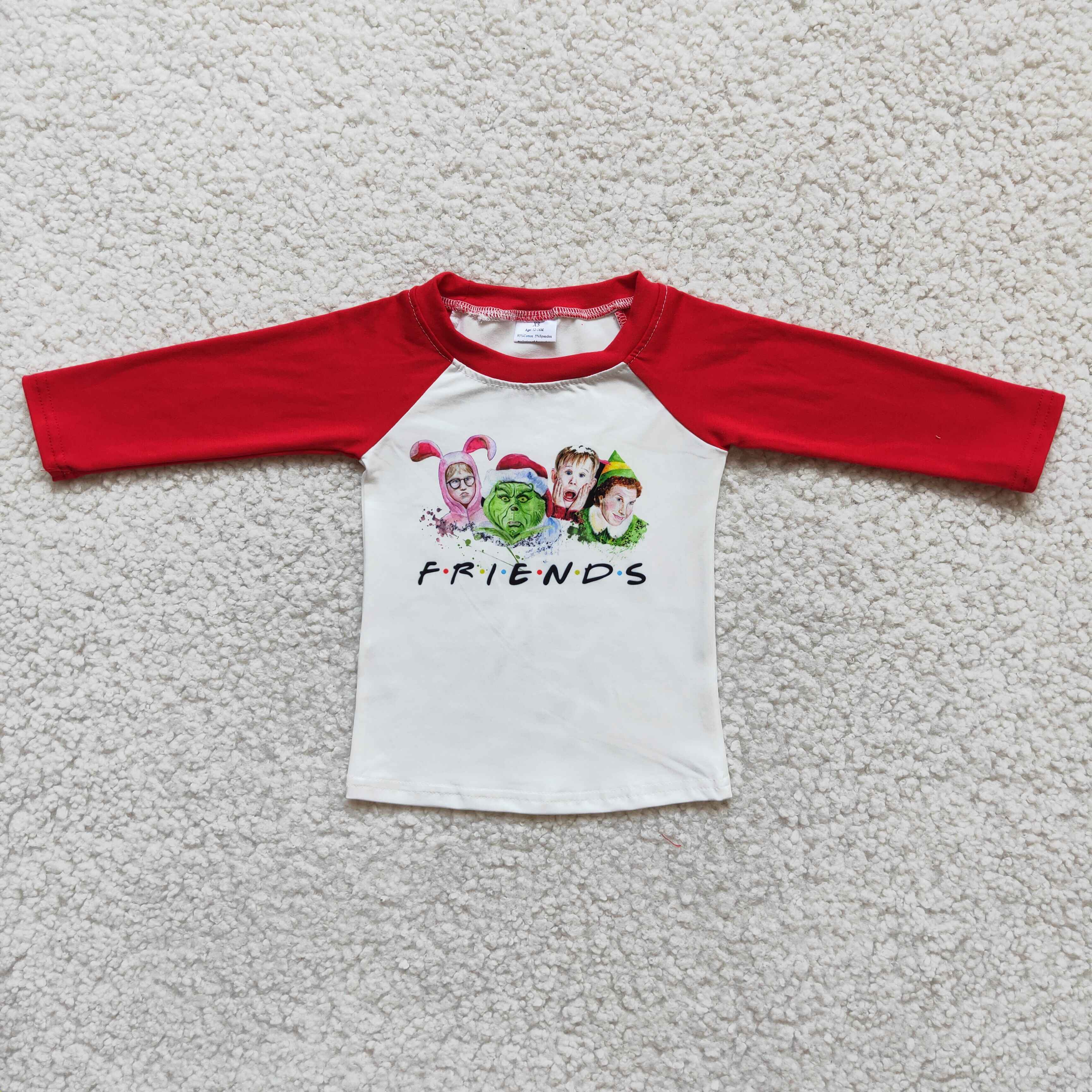 6 B10-22 Boy red friends long sleeve top T-shirt Christmas top-promotion 2025.11.8 $1.99
