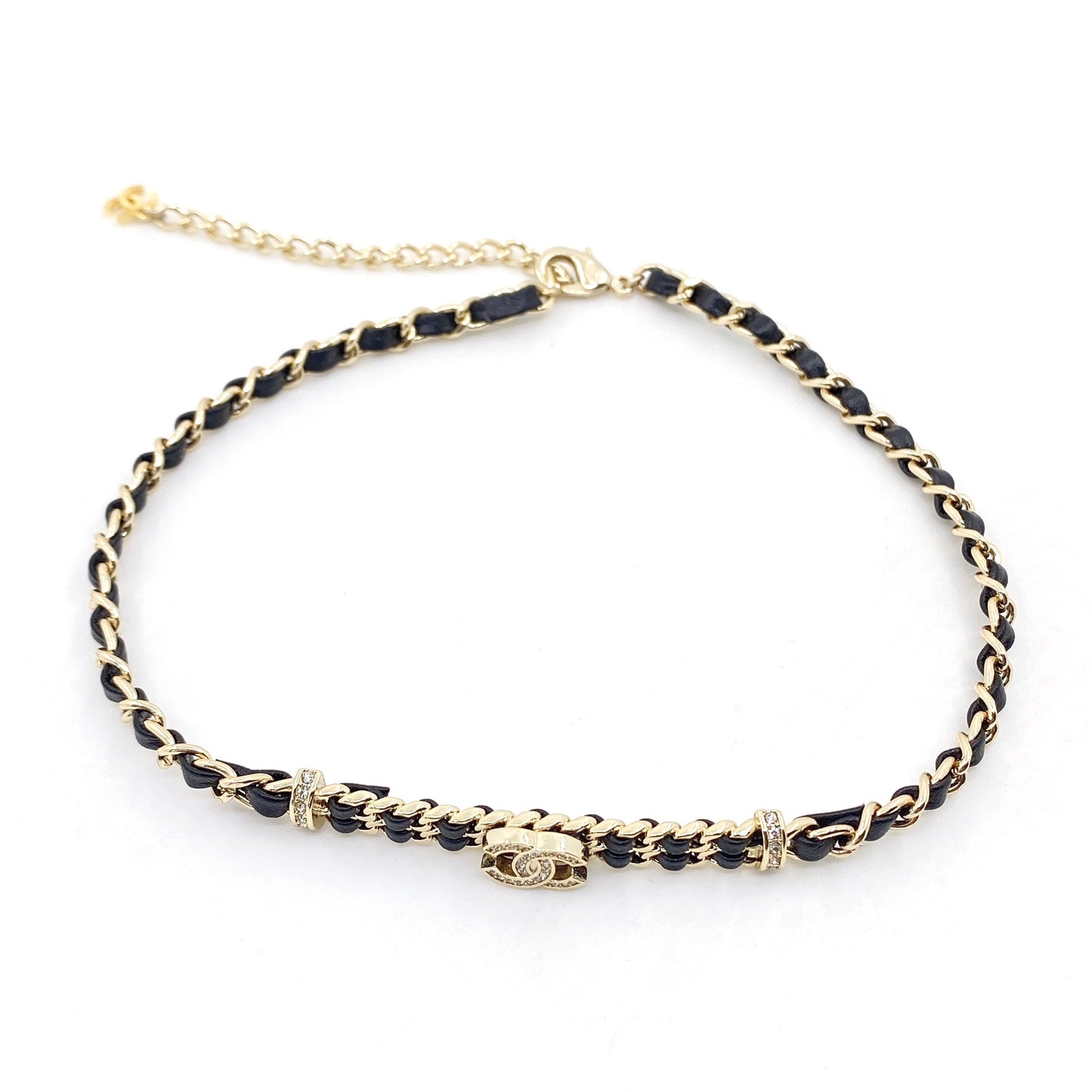 18K  Chanel Leather Choker Necklace