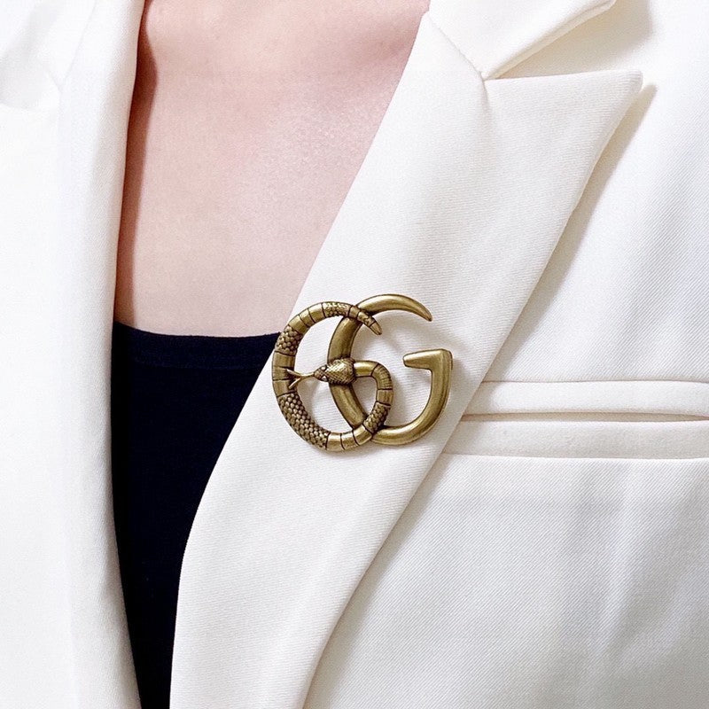 18K Double Gucci Snake Brooch