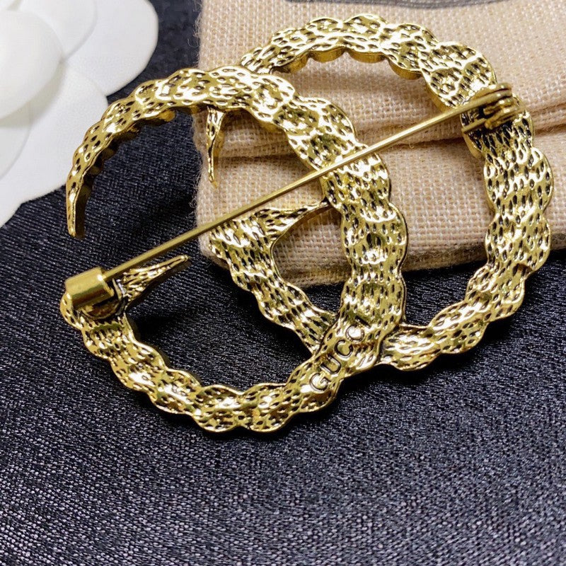 18K Double Gucci Color Crystal Brooch