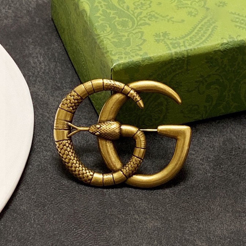 18K Double Gucci Snake Brooch