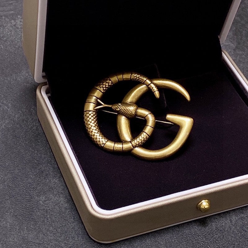 18K Double Gucci Snake Brooch