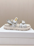DIOR BACK-STRAP SANDALS 25S IN CREAM WHITE AND SILVER CALFSKIN WITH BUTTERFLY MOTIF