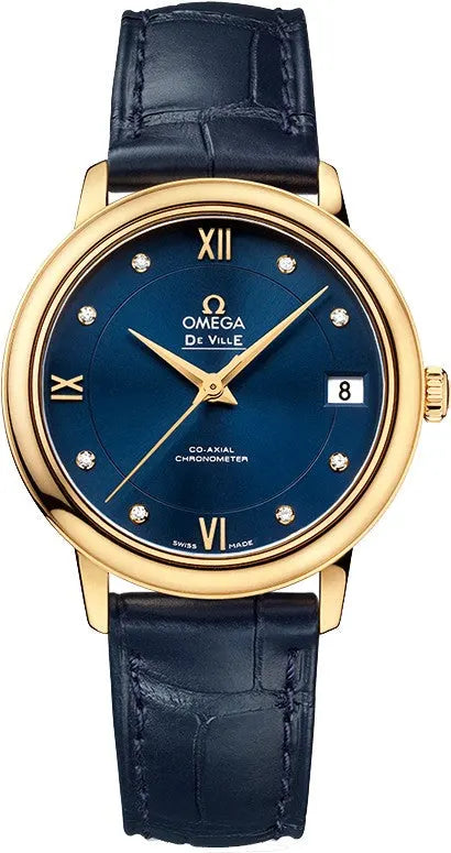 gold Omega De Ville Blue Diamond