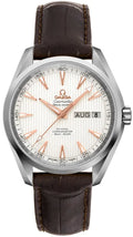 Omega White Dial Brown Leather