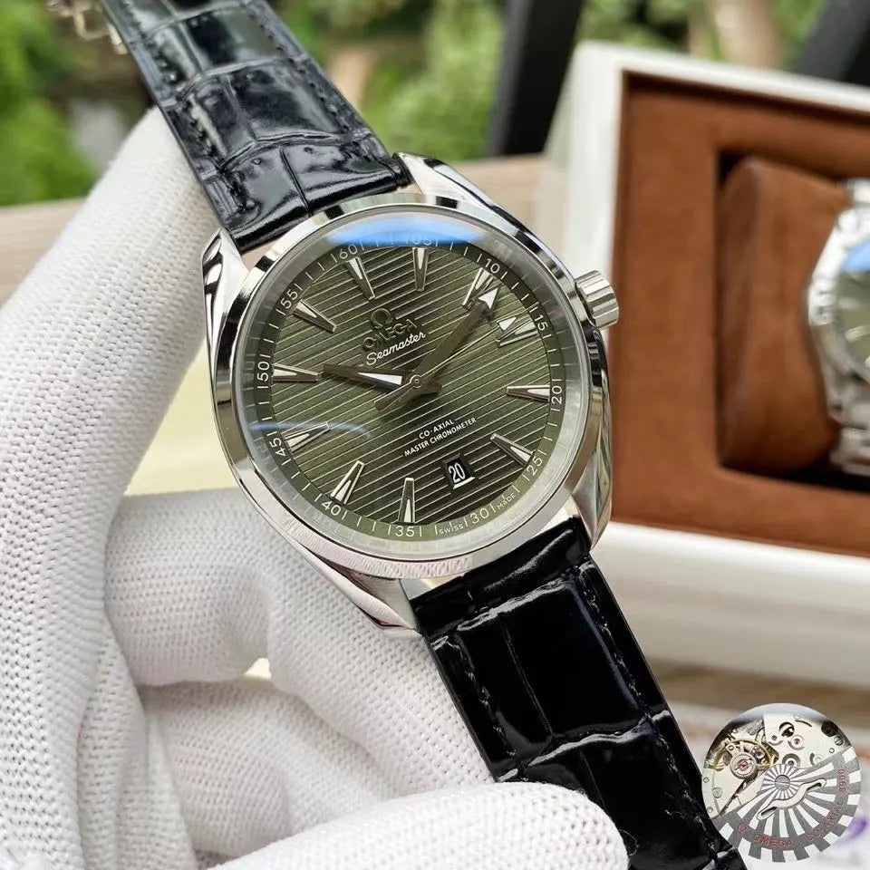 Omega Olive Dial Rubber Strap - Hình 4